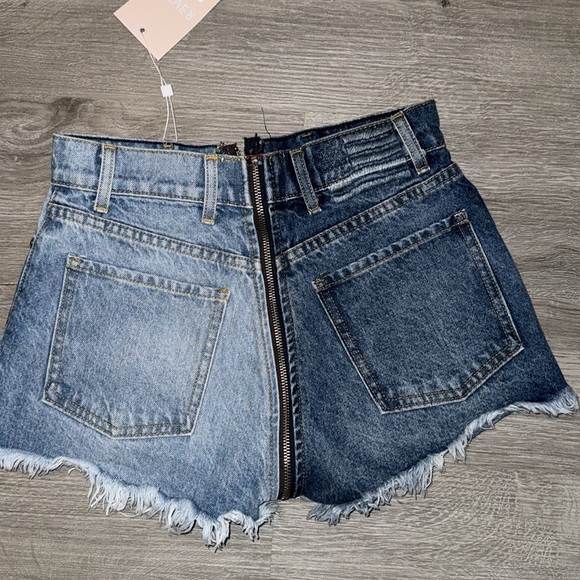 Revice Yin Yang Split Shorts Womens 25 Zip Around High Rise Distressed Jean - Picture 4 of 7